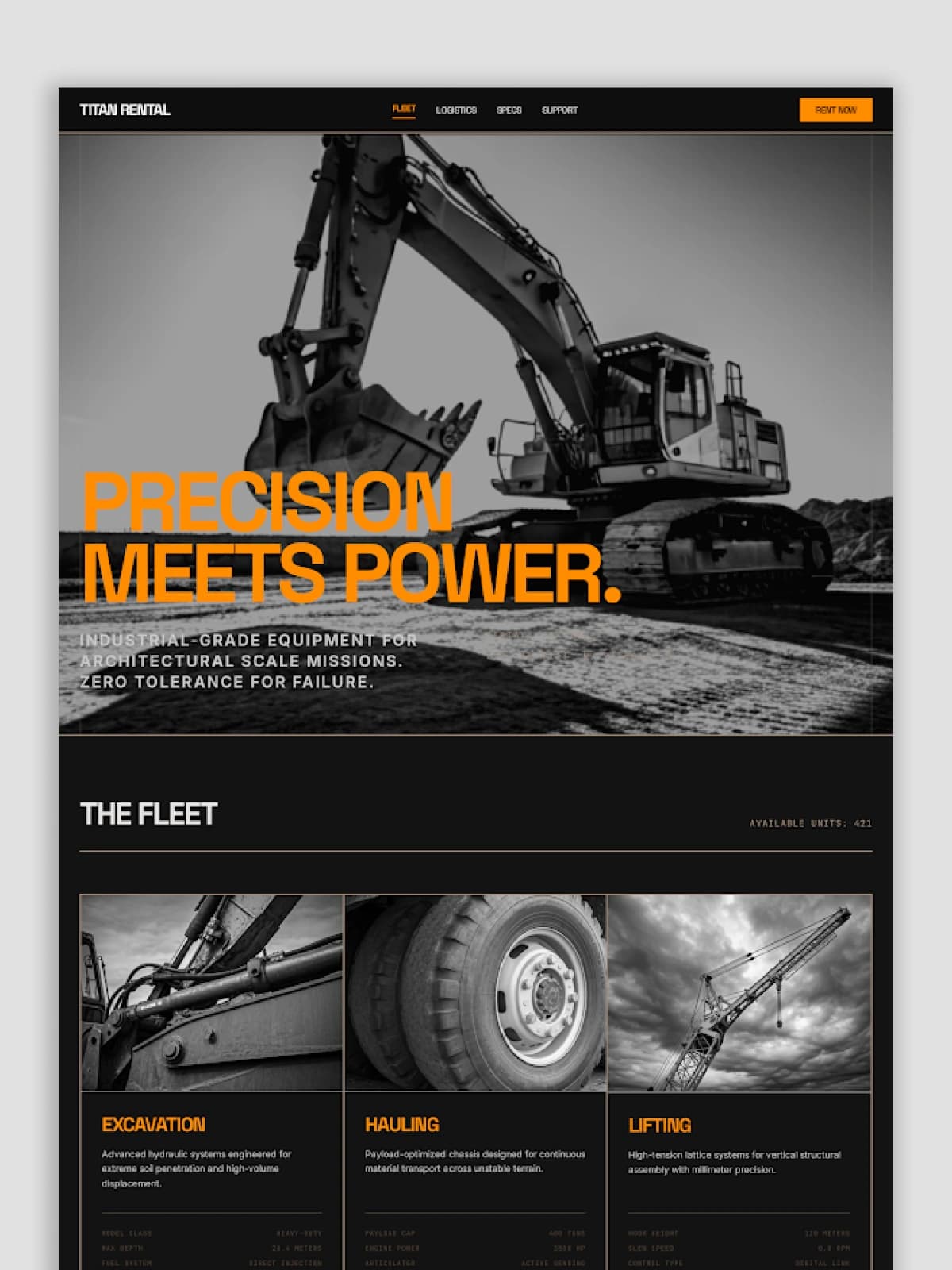 Desain antarmuka website Titan Rental